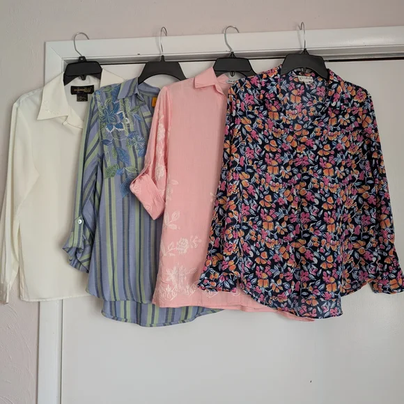 Kim Rogers Mixed Print & Solid Women's Tunic Tops - Multi-Color - Picture 3 of 4